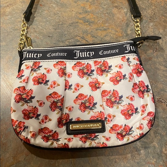 Juicy Couture Rose Print Crossbody Bag - Black and White NWOT - Picture 2 of 5